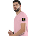 Female Classic Crew T-Shirt | Regular Fit | 180 GSM Bio-Washed Cotton Blend | Pre-Shrunk, Double-Stitched | Women | Personalized | Typography | Humor | Identity | Everyday | Humorous | Desi AI Expert - left sleeve - Light Baby Pink - mockup 5