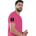 Female Classic Crew T-Shirt | Regular Fit | 180 GSM Bio-Washed Cotton Blend | Pre-Shrunk, Double-Stitched | Women | Personalized | Typography | Humor | Identity | Everyday | Humorous | Desi AI Expert - right sleeve - Pink - mockup 6