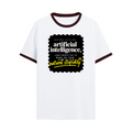 Ringer T-Shirt | Unisex Fit | 100% Cotton | Bio-Washed, Pre-Shrunk, Rib Neck | Adults | Personalized | Typography | Humor | Sarcasm | Everyday | Humorous | AI Can't Fix Stupidity - front - Maroon off white - mockup 1