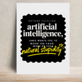 Metal Posters | 8x11.7 & 11.7x15.7 Inches | 1mm Thick Metal | Magnetic Mount | Waterproof | Glossy Finish | Home Decor | Personalized | Typography | Humor | Sarcasm | Everyday | Humorous | AI Can't Fix Stupidity - front - White - mockup 1