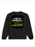 Oversized Sweatshirt | Relaxed Fit Unisex | 90% Cotton 10% Polyester 400 GSM | Pre-Shrunk Drop Shoulder | Unisex | Personalized | Typography | Humor | Sarcasm | Everyday | Humorous | AI Can't Fix Stupidity - back - Black - mockup 2