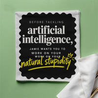 Cloth Napkin | Standard Dining Size | 100% Polyester | Soft, Durable, Hemmed | Unisex | Personalized | Typography | Humor | Sarcasm | Everyday | Humorous | AI Can't Fix Stupidity