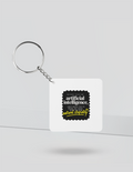 Keychain | Rectangle Square Slim | Durable Acrylic | Fade-Proof Glossy Finish | Unisex | Personalized | Typography | Humor | Sarcasm | Everyday | Humorous | AI Can't Fix Stupidity - front_Square - Square - White - mockup 1