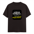 Male Classic Crew T-Shirt | Men's Regular Fit | 180 GSM Bio-Washed Cotton | Pre-Shrunk, Double-Stitched | Personalized | Typography | Humor | Sarcasm | Everyday | Humorous | AI Can't Fix Stupidity - front - Coffee Brown - mockup 1