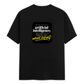 Male Classic Crew T-Shirt | Men's Regular Fit | 180 GSM Bio-Washed Cotton | Pre-Shrunk, Double-Stitched | Personalized | Typography | Humor | Sarcasm | Everyday | Humorous | AI Can't Fix Stupidity - back - Black - mockup 2