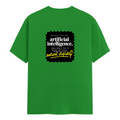 Male Classic Crew T-Shirt | Men's Regular Fit | 180 GSM Bio-Washed Cotton | Pre-Shrunk, Double-Stitched | Personalized | Typography | Humor | Sarcasm | Everyday | Humorous | AI Can't Fix Stupidity - back - Flag Green - mockup 2