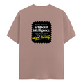 Male Classic Crew T-Shirt | Men's Regular Fit | 180 GSM Bio-Washed Cotton | Pre-Shrunk, Double-Stitched | Personalized | Typography | Humor | Sarcasm | Everyday | Humorous | AI Can't Fix Stupidity - back - Mushroom - mockup 2