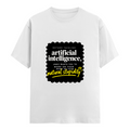 Female Classic Crew T-Shirt | Regular Fit | 180 GSM Bio-Washed Cotton Blend | Pre-Shrunk, Double-Stitched | Women | Personalized | Typography | Humor | Sarcasm | Everyday | Humorous | AI Can't Fix Stupidity - front - White - mockup 1
