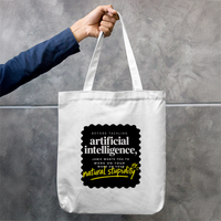 Tote Bag Zipper | Unisex | 100% Cotton Canvas | Zipper Closure, Long Handles | Everyday Use | Personalized | Typography | Humor | Sarcasm | Everyday | Humorous | AI Can't Fix Stupidity