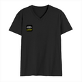 Men's V-Neck T-Shirt | Regular Fit | 180 GSM Bio-Washed Cotton | Durable Double-Stitched Seams | Everyday Wear | Personalized | Typography | Humor | Sarcasm | Everyday | Humorous | AI Can't Fix Stupidity - right pocket - Black - mockup 4