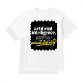 Unisex Dry Fit T-Shirt | Regular Fit | Micro Polyester | Quick-Dry, Wrinkle Resistant | Adult | Personalized | Typography | Humor | Sarcasm | Everyday | Humorous | AI Can't Fix Stupidity - front - mockup 1