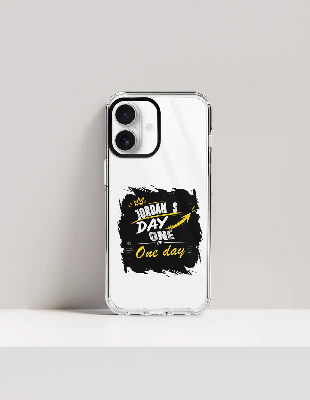 Hard Clear Case | For iPhone | TPU & PC Hybrid | Camera Guard & Scratch-Proof | Unisex | Personalized | Typography | Self-Improvement | Everyday | Inspirational | One Day Starts Today - front_17 - 17 - mockup 1