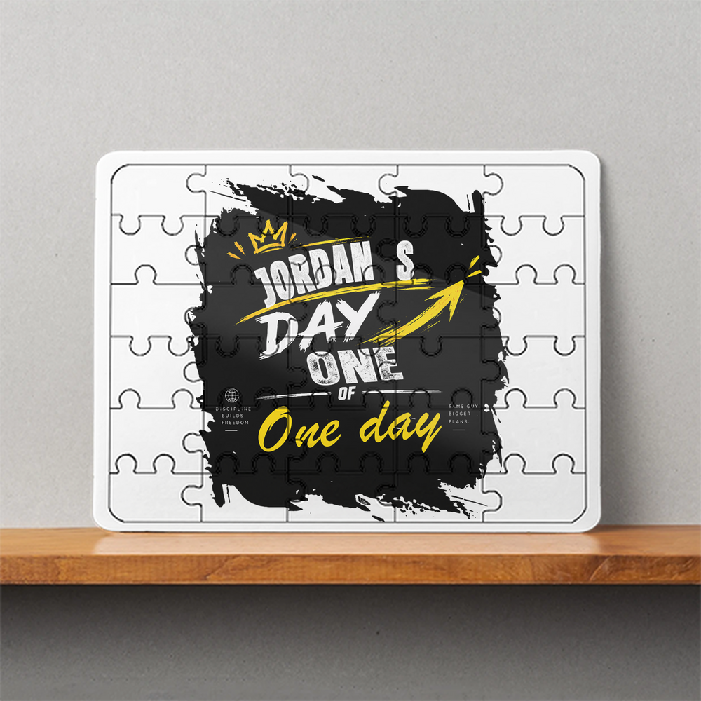 MDF Wooden Puzzle | 6x8 Inch 30 Pieces | Glossy Finish | Durable, Waterproof | Kids & Adults | Personalized | Typography | Self-Improvement | Everyday | Inspirational | One Day Starts Today - front - White - mockup 1