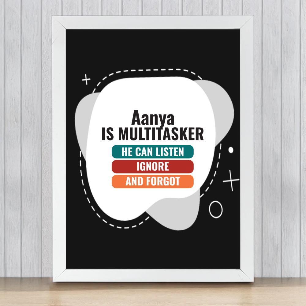 Personalized Typographic Framed Poster Dtg with Custom Name