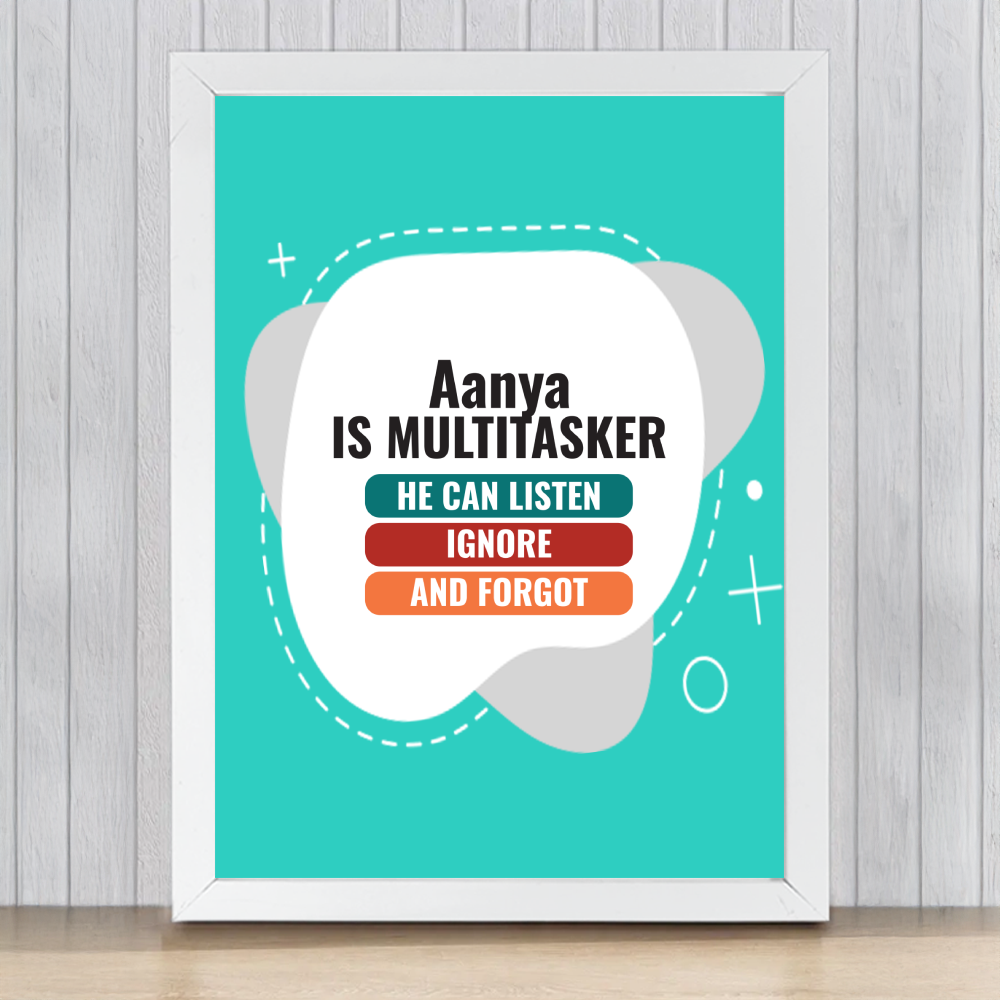 Personalized Typographic Framed Poster Dtg with Custom Name