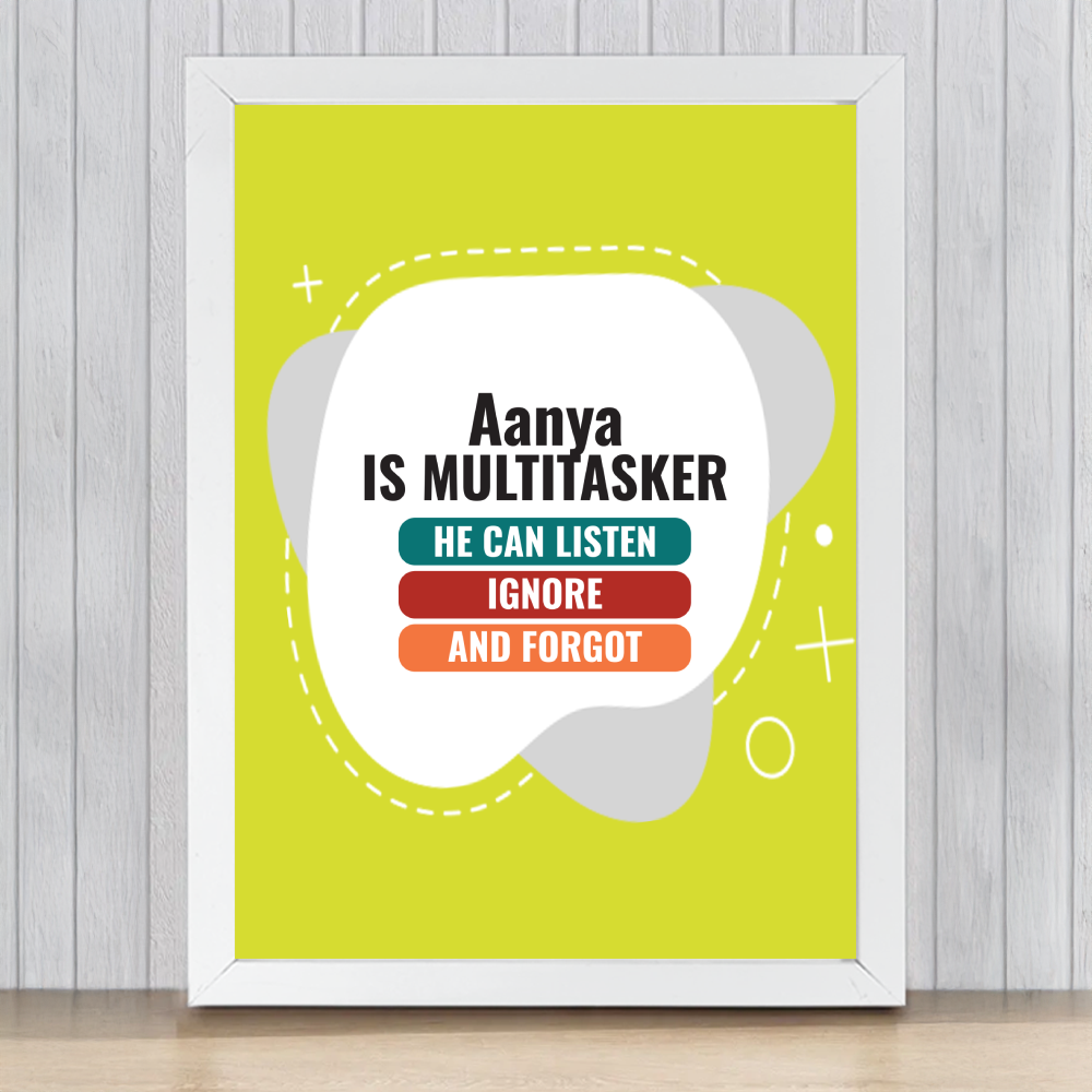 Personalized Typographic Framed Poster Dtg with Custom Name
