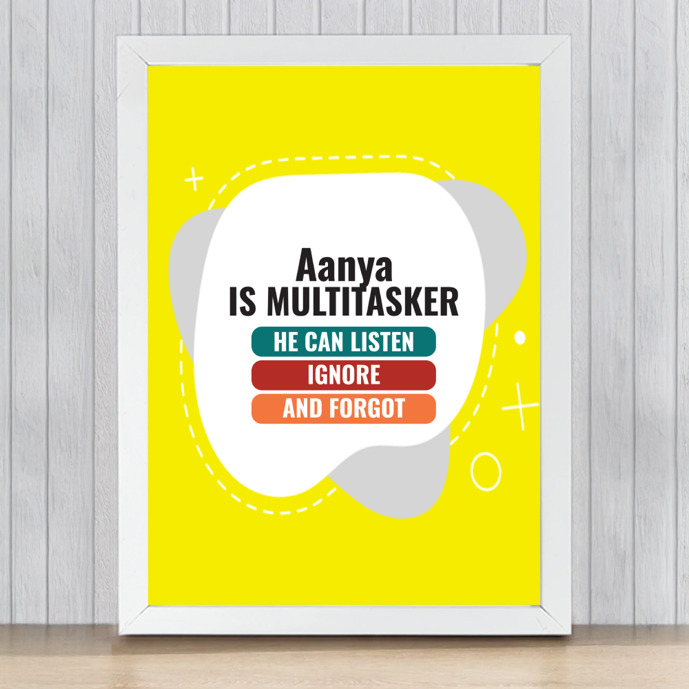 Personalized Typographic Framed Poster Dtg with Custom Name