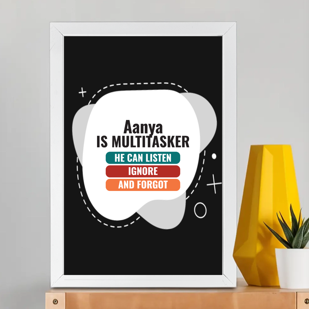 Personalized Typographic Framed Poster Dtg with Custom Name