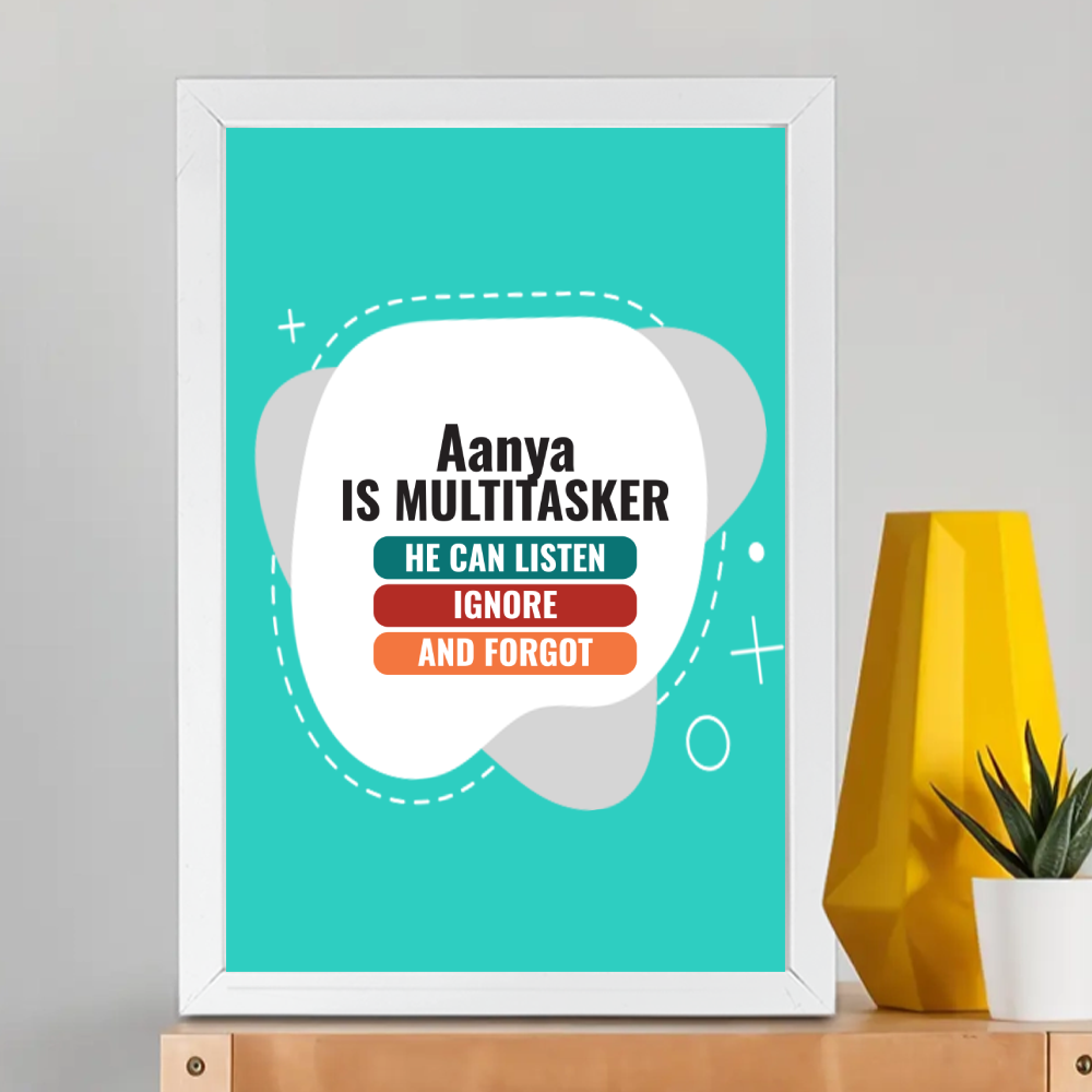 Personalized Typographic Framed Poster Dtg with Custom Name