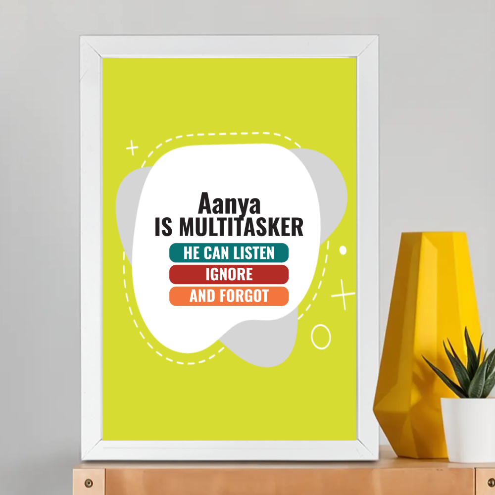 Personalized Typographic Framed Poster Dtg with Custom Name