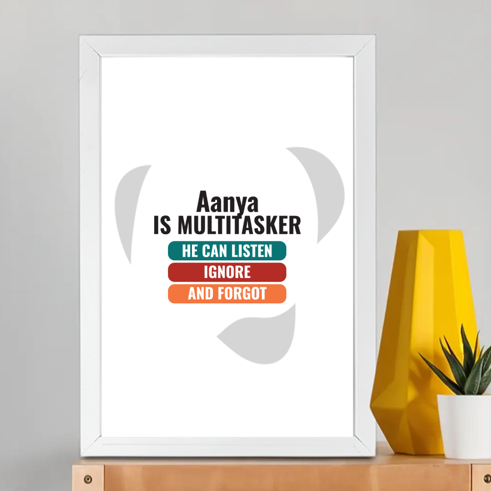 Personalized Typographic Framed Poster Dtg with Custom Name