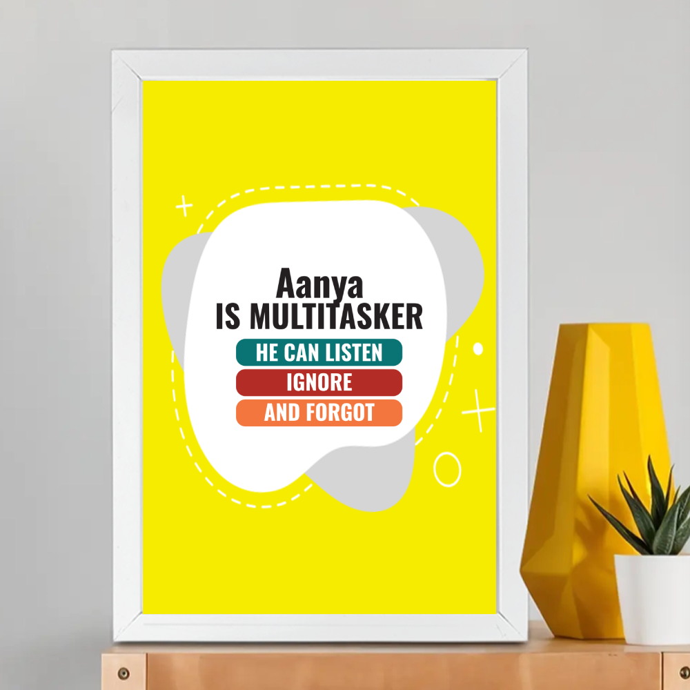 Personalized Typographic Framed Poster Dtg with Custom Name