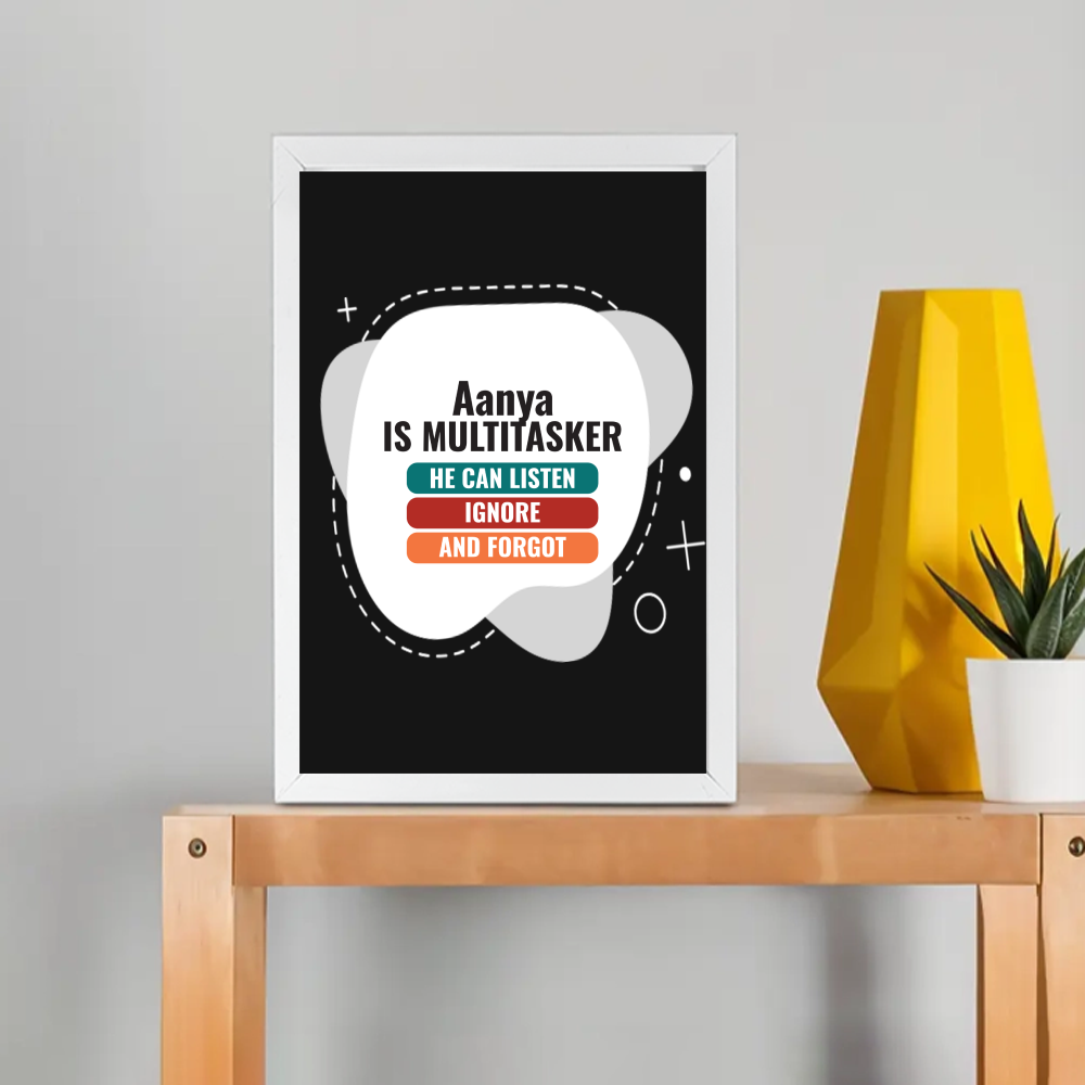 Personalized Typographic Framed Poster Dtg with Custom Name