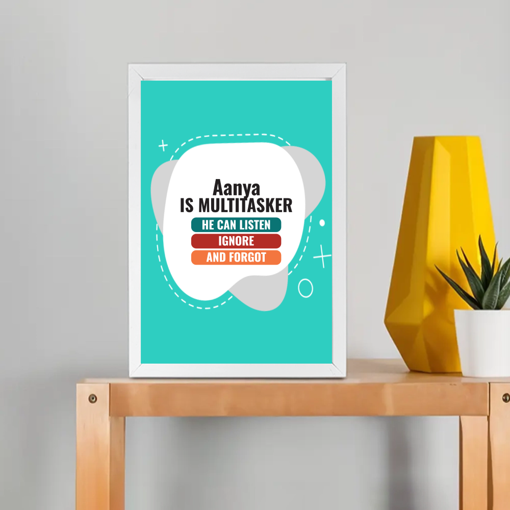 Personalized Typographic Framed Poster Dtg with Custom Name