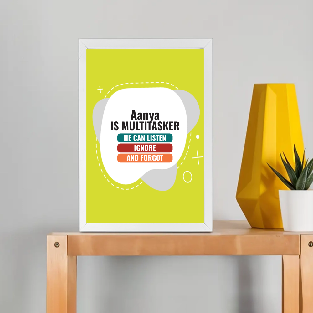 Personalized Typographic Framed Poster Dtg with Custom Name