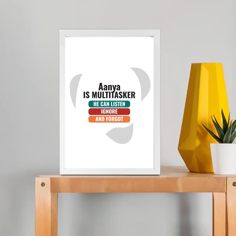 Personalized Typographic Framed Poster Dtg with Custom Name