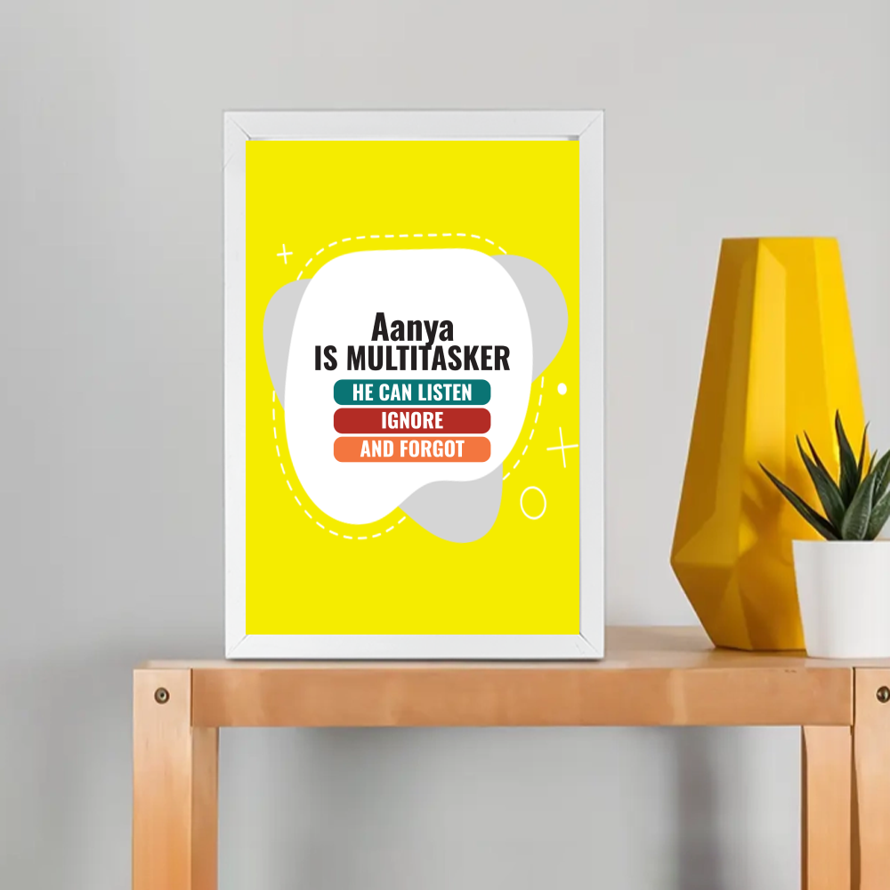 Personalized Typographic Framed Poster Dtg with Custom Name