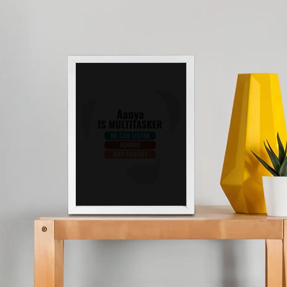 Personalized Typographic Framed Poster Dtg with Custom Name