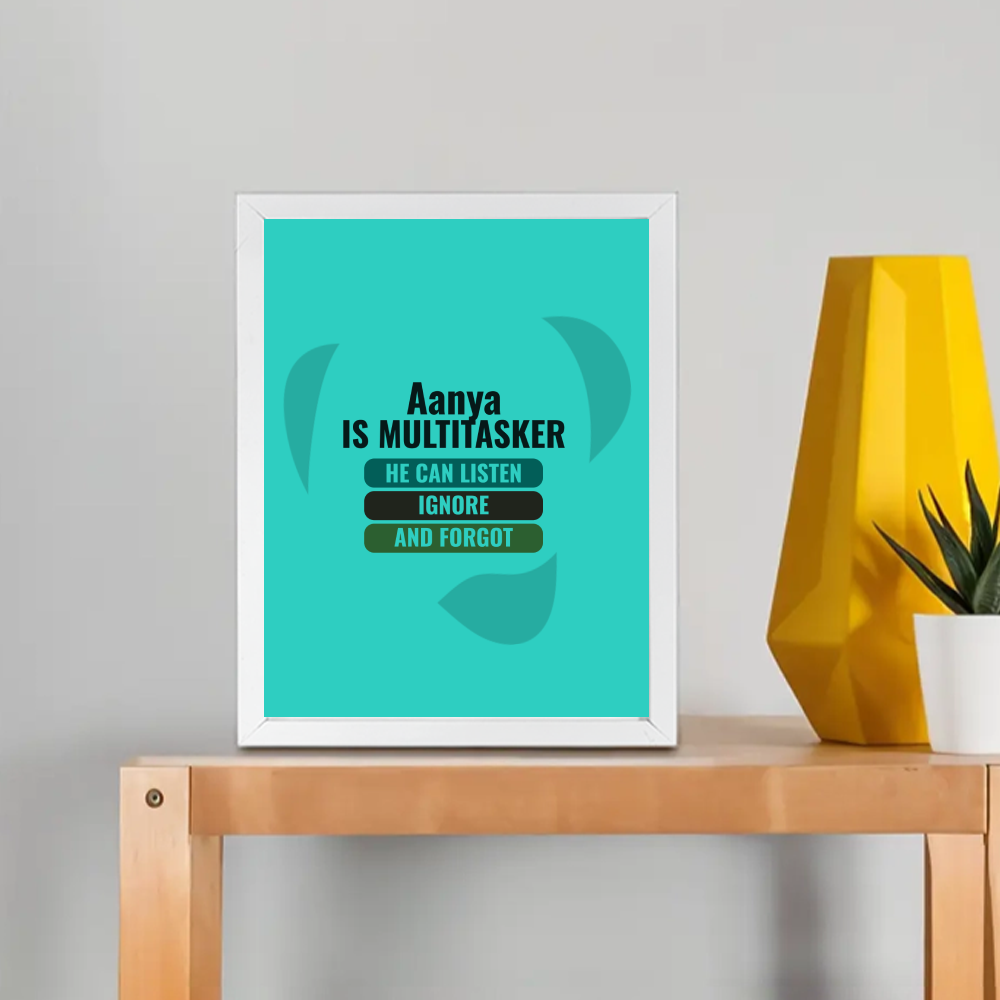Personalized Typographic Framed Poster Dtg with Custom Name
