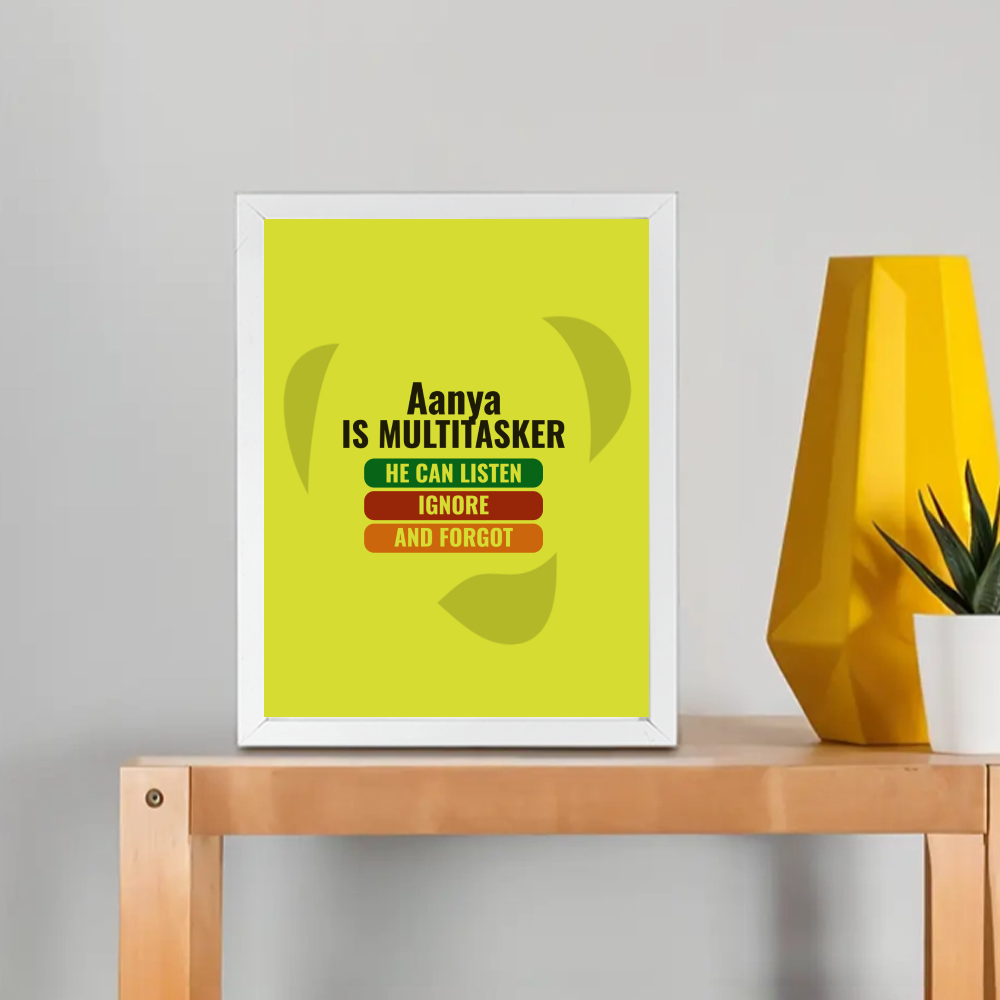 Personalized Typographic Framed Poster Dtg with Custom Name