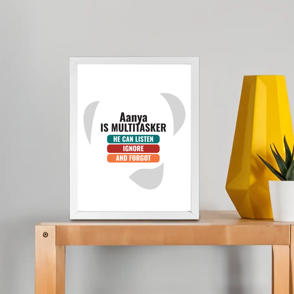 Personalized Typographic Framed Poster Dtg with Custom Name