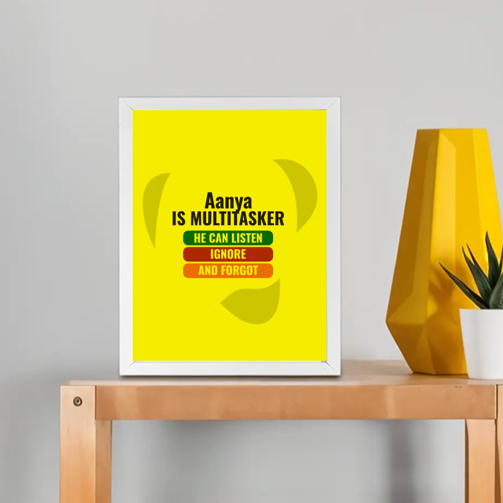 Personalized Typographic Framed Poster Dtg with Custom Name