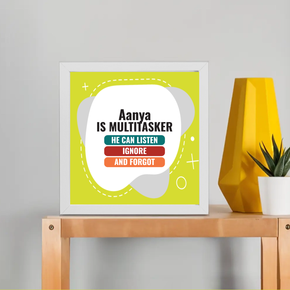 Personalized Typographic Framed Poster Dtg with Custom Name