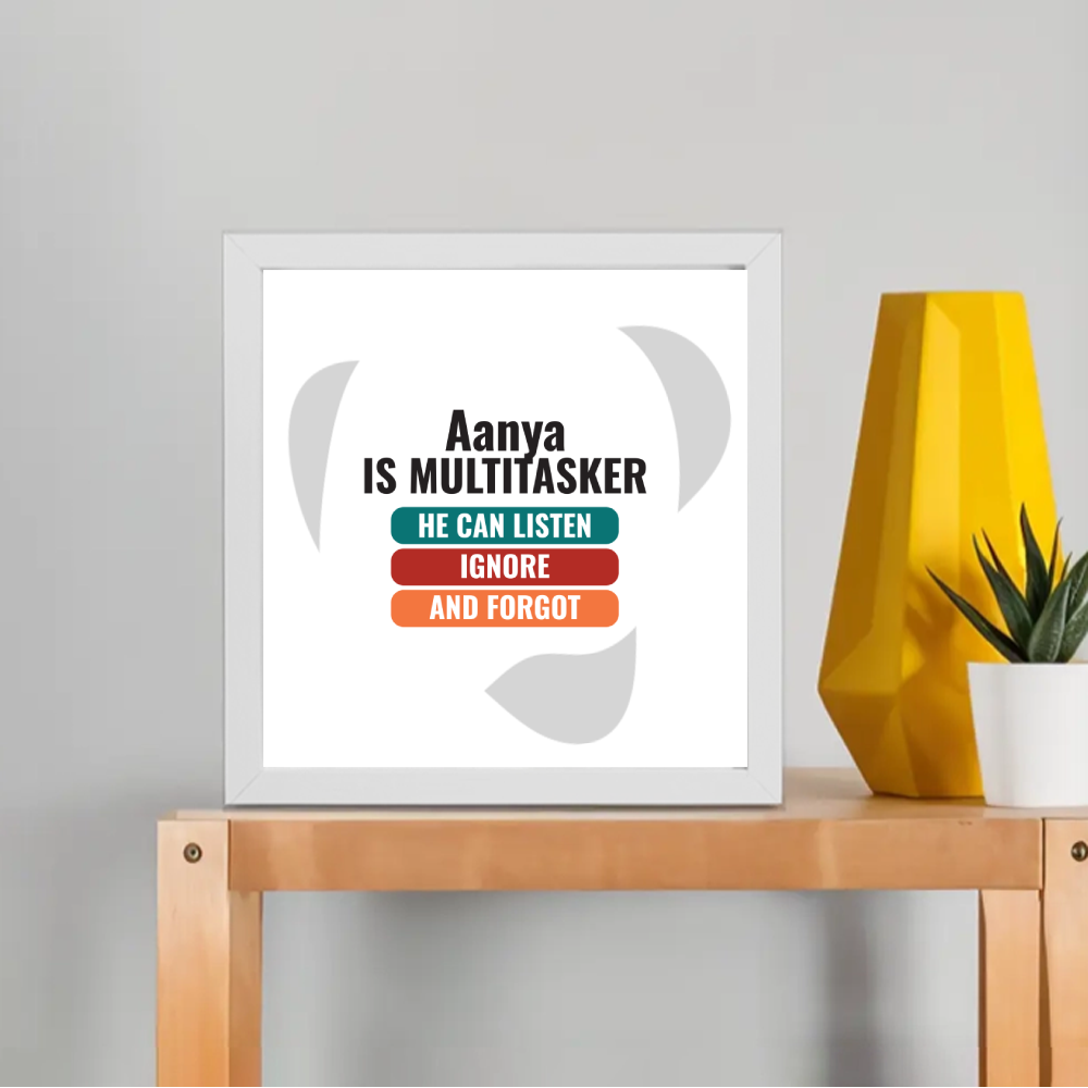 Personalized Typographic Framed Poster Dtg with Custom Name
