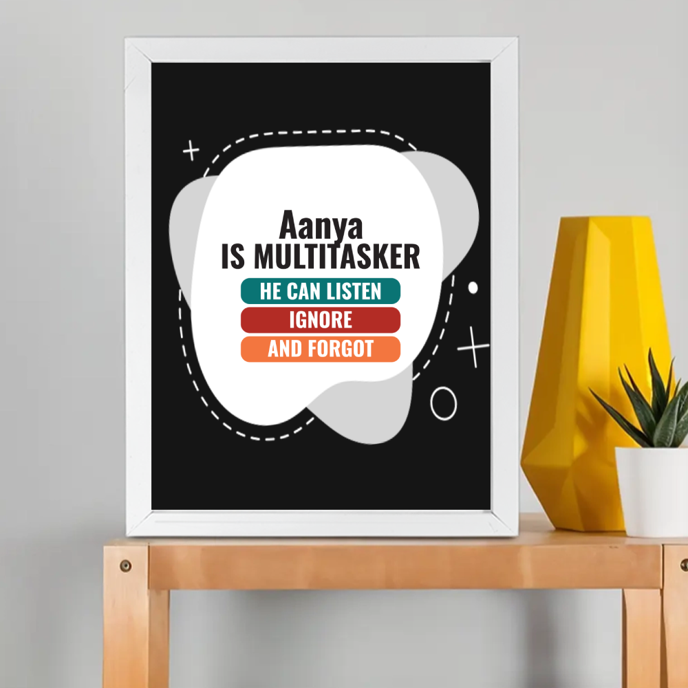 Personalized Typographic Framed Poster Dtg with Custom Name