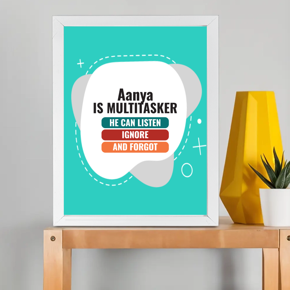 Personalized Typographic Framed Poster Dtg with Custom Name