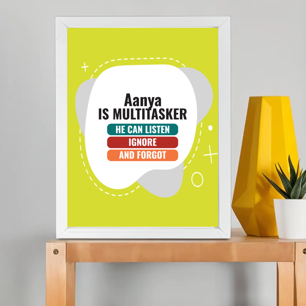 Personalized Typographic Framed Poster Dtg with Custom Name