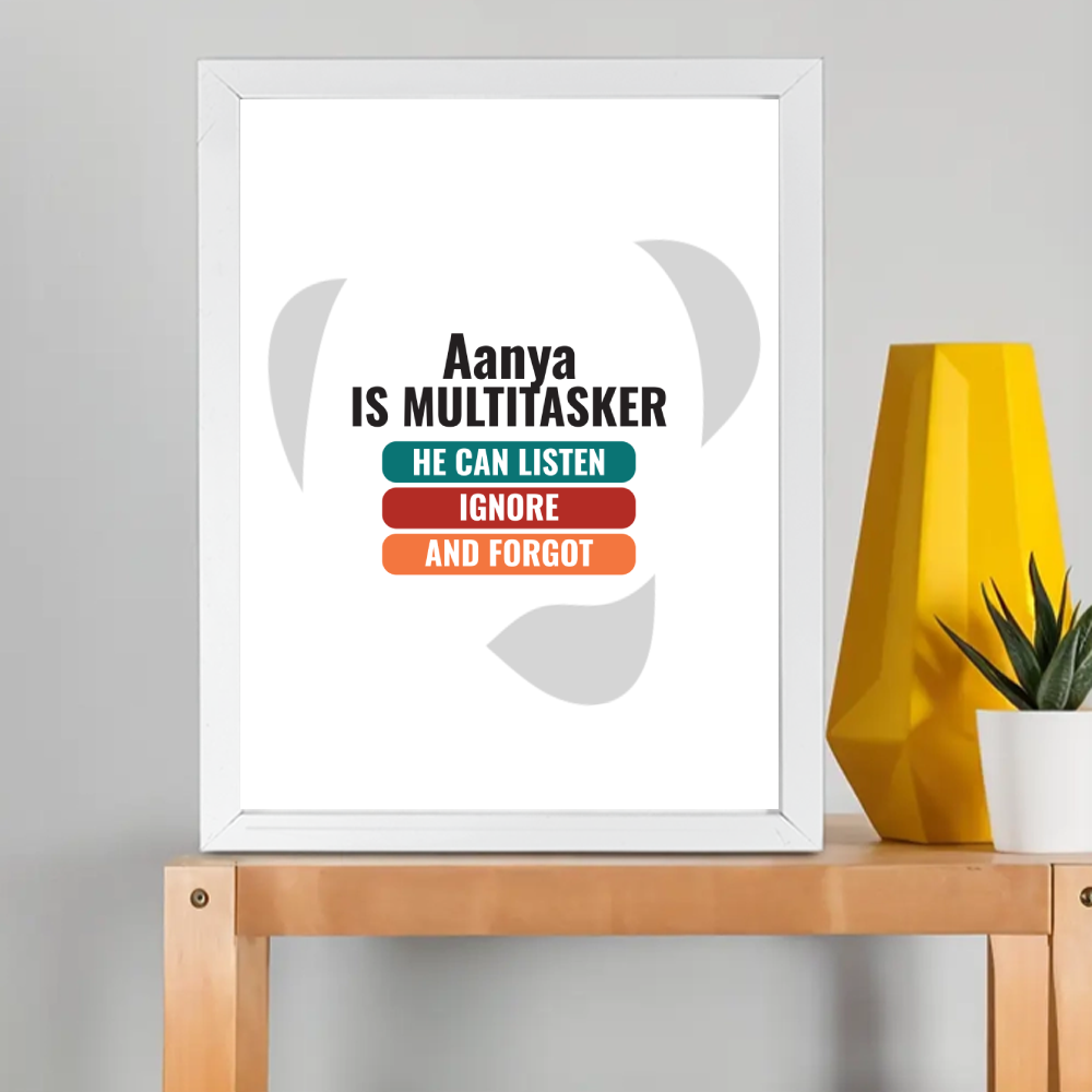 Personalized Typographic Framed Poster Dtg with Custom Name