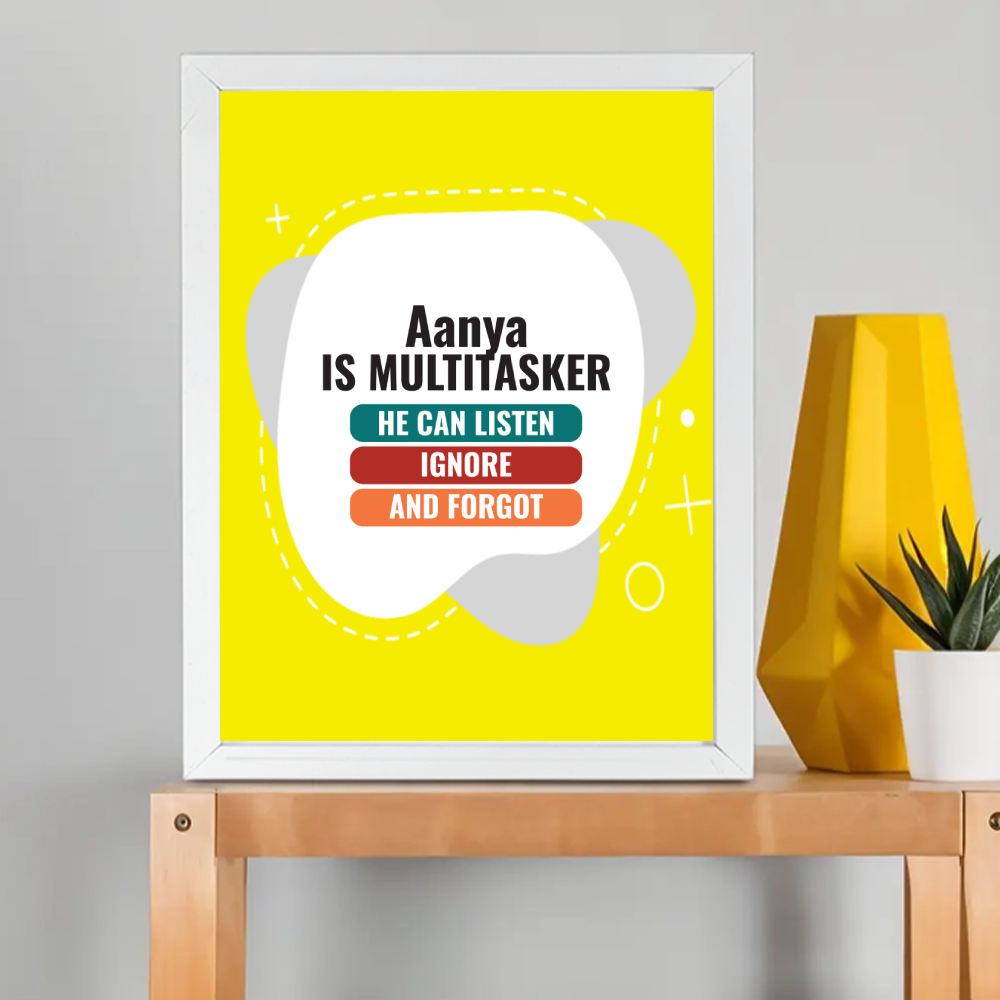 Personalized Typographic Framed Poster Dtg with Custom Name