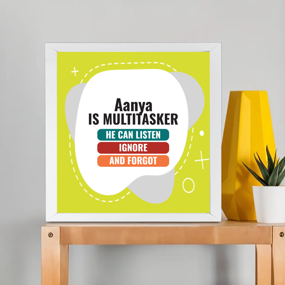 Personalized Typographic Framed Poster Dtg with Custom Name