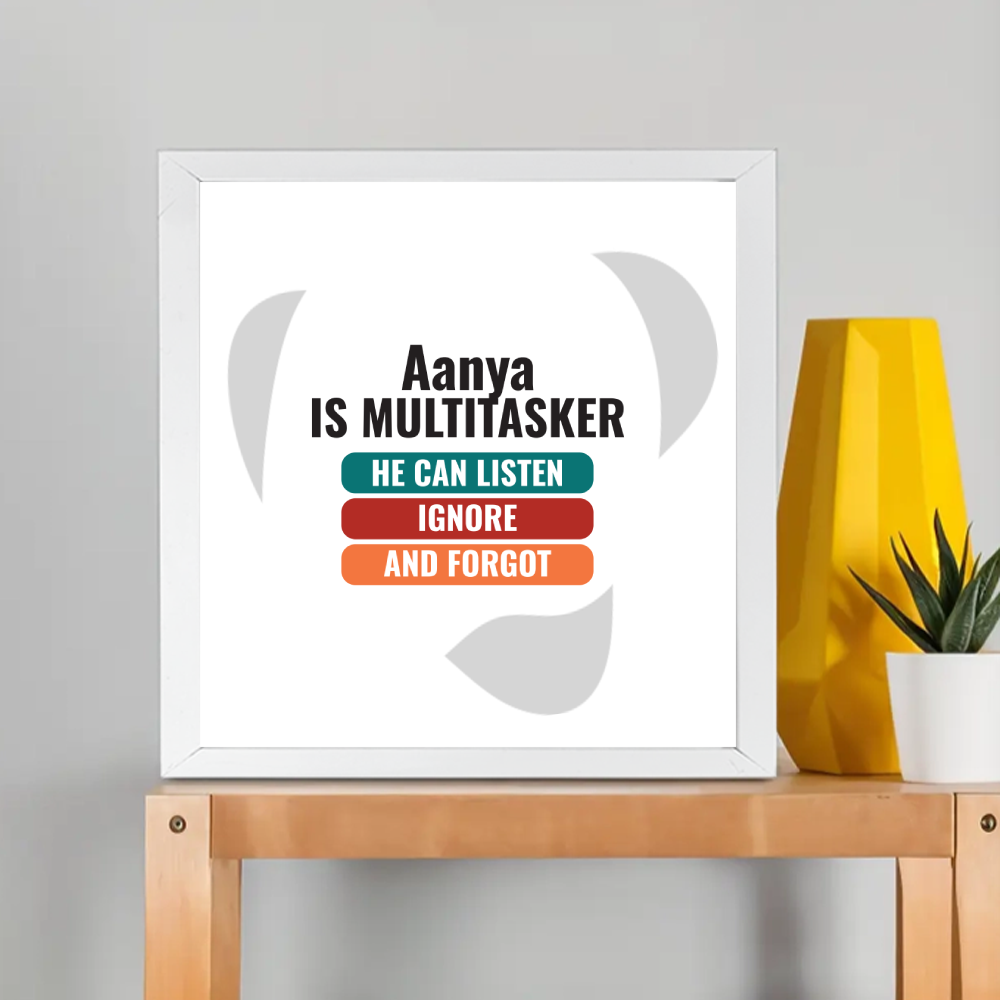 Personalized Typographic Framed Poster Dtg with Custom Name