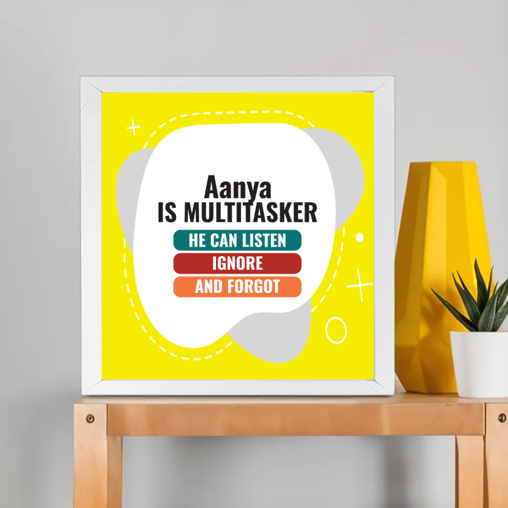 Personalized Typographic Framed Poster Dtg with Custom Name