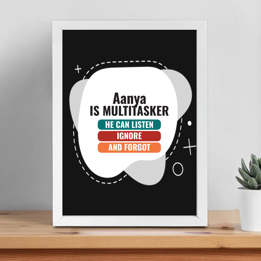 Personalized Typographic Framed Poster Dtg with Custom Name