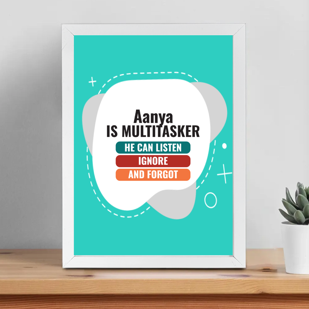 Personalized Typographic Framed Poster Dtg with Custom Name