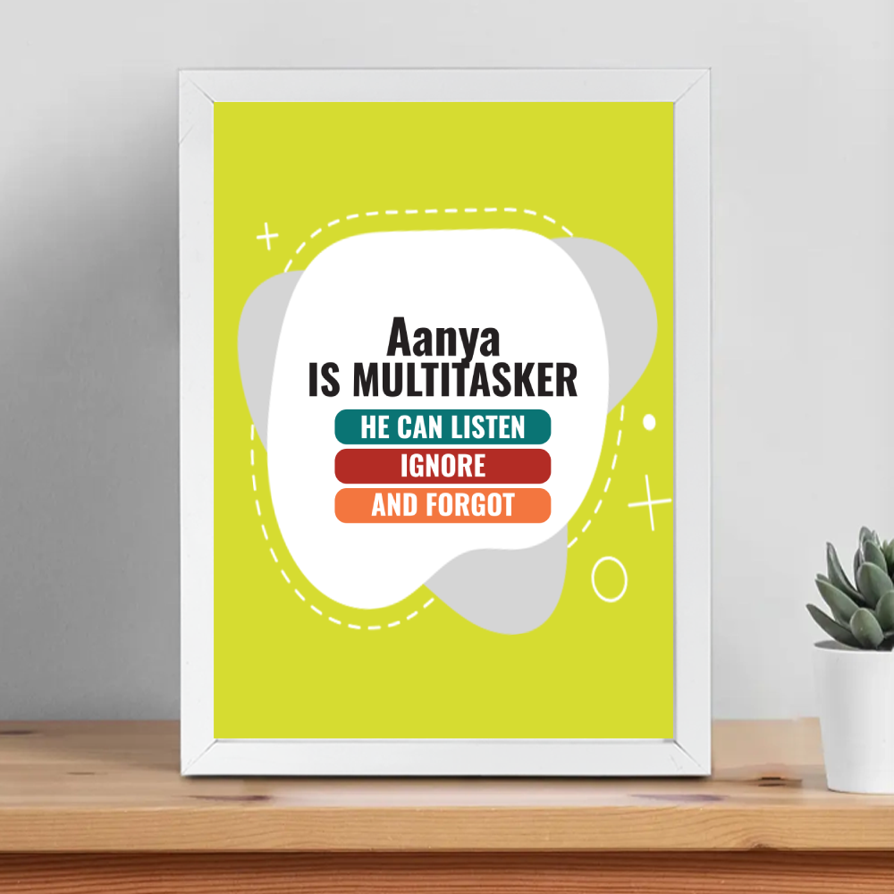 Personalized Typographic Framed Poster Dtg with Custom Name