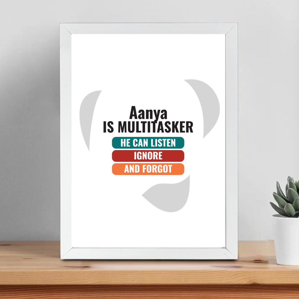 Personalized Typographic Framed Poster Dtg with Custom Name
